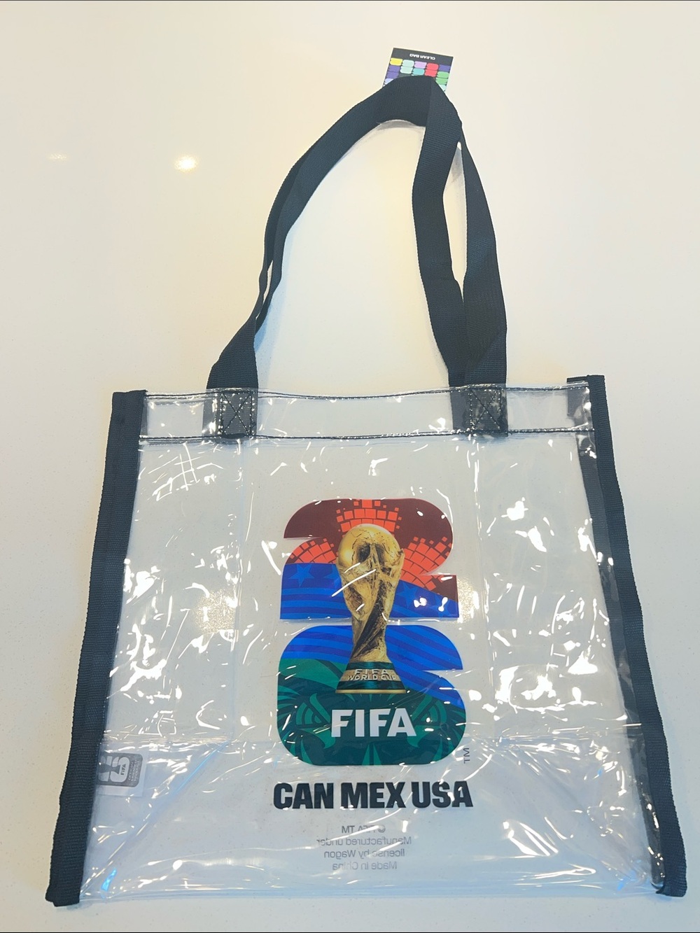 FIFA Clear Tote Bag - Transparent with Multicolor Trophy Graphic